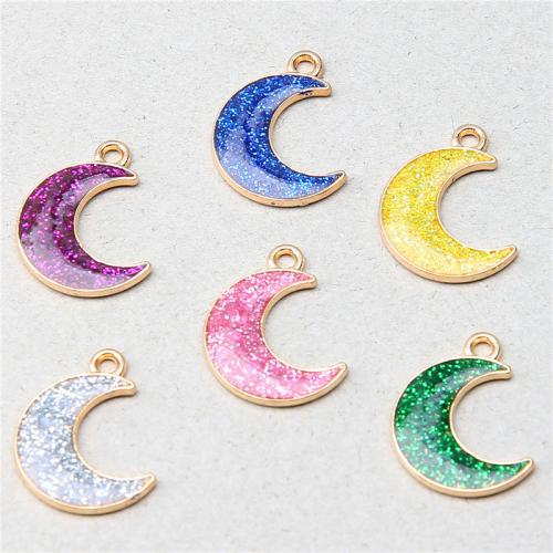 Tibetan Style Enamel Pendants, Moon, gold color plated, DIY, more colors for choice, nickel, lead & cadmium free, 18.80x12x1.90mm, 100PCs/Bag, Sold By Bag