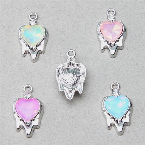 Tibetan Style Rhinestone Pendants, Heart, silver color plated, DIY & with rhinestone, more colors for choice, nickel, lead & cadmium free, 24.80x13.60x5.50mm, 100PCs/Bag, Sold By Bag