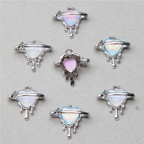 Tibetan Style Rhinestone Pendants, Heart, silver color plated, DIY & with rhinestone, more colors for choice, nickel, lead & cadmium free, 20x20.50x8mm, 100PCs/Bag, Sold By Bag