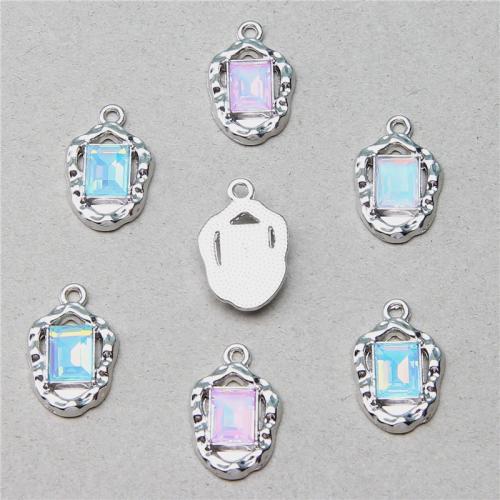 Tibetan Style Rhinestone Pendants, silver color plated, DIY & with rhinestone, more colors for choice, nickel, lead & cadmium free, 20x13x3.60mm, 100PCs/Bag, Sold By Bag