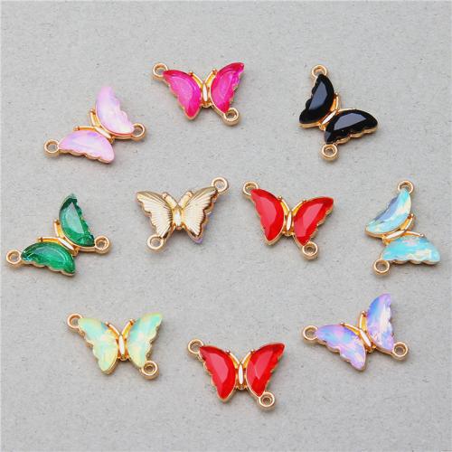 Connecteur en alliage de Zinc animal, papillon, Placage de couleur d'or, DIY & avec strass & boucle de 1/1, plus de couleurs à choisir, protéger l'environnement, sans nickel, plomb et cadmium, 12x16x4mm, 100PC/sac, Vendu par sac