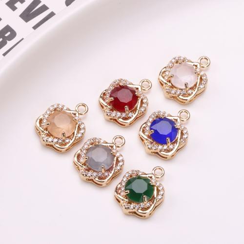 Crystal Pendants, Brass, with Crystal, gold color plated, DIY & with rhinestone, more colors for choice, nickel, lead & cadmium free, 13x17mm, Sold By PC