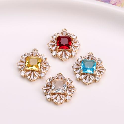 Crystal Pendants, Brass, with Crystal, gold color plated, DIY & with rhinestone, more colors for choice, nickel, lead & cadmium free, 18x21mm, Sold By PC