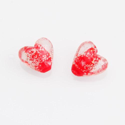 Perles murano faites à la main , chalumeau, coeur, DIY, rouge, 15mm, Vendu par PC