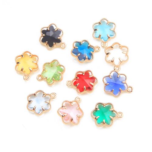 Fashion Lampwork Pendants, with Brass, Flower, DIY, more colors for choice, 13mm, 2PCs/Bag, Sold By Bag