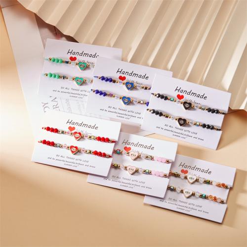 Resin Bracelets, with Cotton Thread & Tibetan Style, handmade, 2 pieces & fashion jewelry & for woman, more colors for choice, Length:6.29-11.02 Inch, Sold By Set