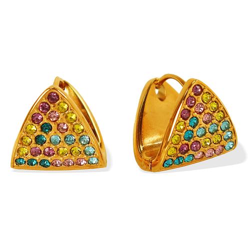 Acier inoxydable Levier Retour Earring, Acier inoxydable 304, triangle, Placage, bijoux de mode & pour femme & avec strass, plus de couleurs à choisir, Vendu par paire