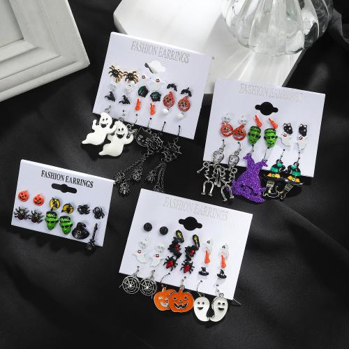 Boucles d'oreilles en alliage de zinc, Halloween Design & styles différents pour le choix & pour femme & émail, Vendu par fixé