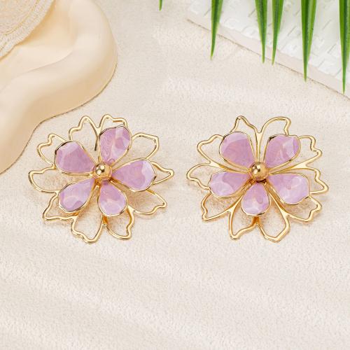 Tibetan Style Stud Earring, petals, plated, for woman & enamel, more colors for choice, Sold By Pair