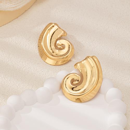 Tibetan Style Stud Earring, plated, for woman, gold, Sold By Pair