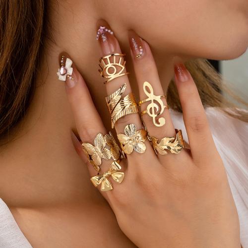 Tibetan Style Ring Set, plated, 7 pieces & for woman, gold, Sold By Set