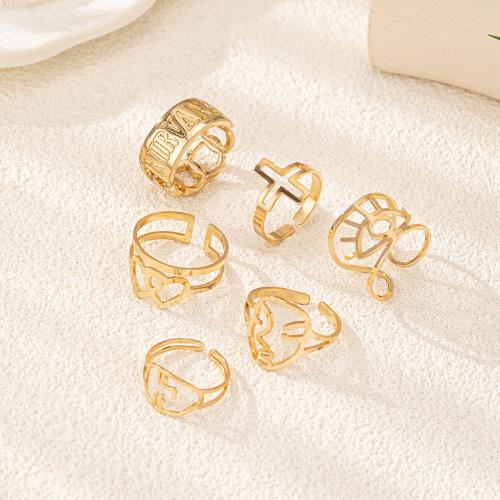 Tibetan Style Ring Set, plated, 6 pieces & for woman, gold, Sold By Set