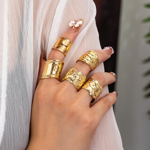 Tibetan Style Ring Set, plated, 5 pieces & for woman, gold, Sold By Set