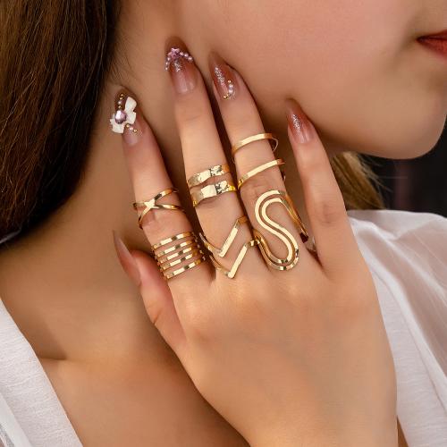 Tibetan Style Ring Set, plated, 6 pieces & for woman, gold, Sold By Set