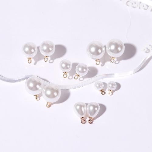 Tibetan Style Pendants, with ABS Plastic Pearl, DIY & different size for choice, white, 10PCs/Bag, Sold By Bag