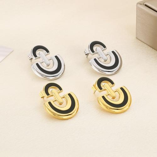 Stainless Steel Stud Earrings, 304 Stainless Steel, Vacuum Ion Plating, for woman & enamel, more colors for choice, Sold By Pair