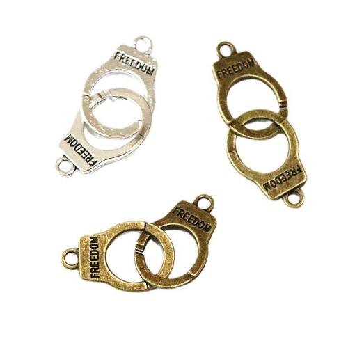 Tibetan Style Connector, Handcuffs, plated, DIY & 1/1 loop, more colors for choice, 23.50x15.50mm, 50PCs/Bag, Sold By Bag