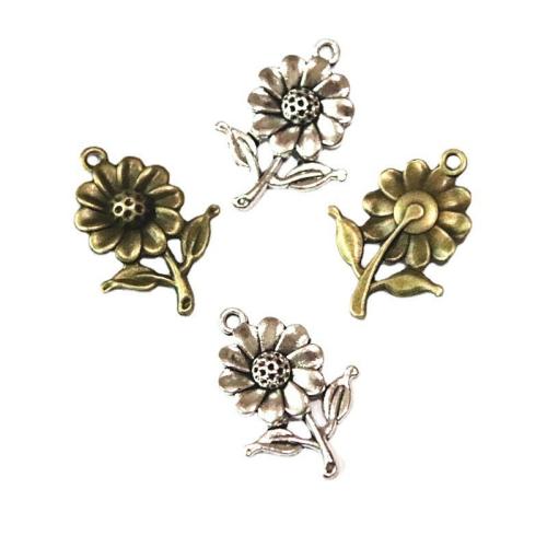 Tibetan Style Flower Pendants, plated, DIY, more colors for choice, 20x27mm, 50PCs/Bag, Sold By Bag