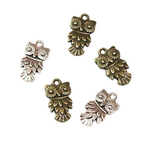 Tibetan Style Animal Pendants, Owl, plated, DIY, more colors for choice, 12x20mm, 50PCs/Bag, Sold By Bag