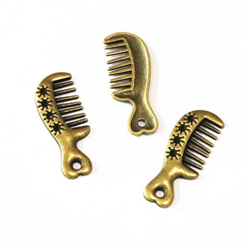 Tibetan Style Pendants, Comb, antique brass color plated, DIY, 10.10x26mm, 100PCs/Bag, Sold By Bag