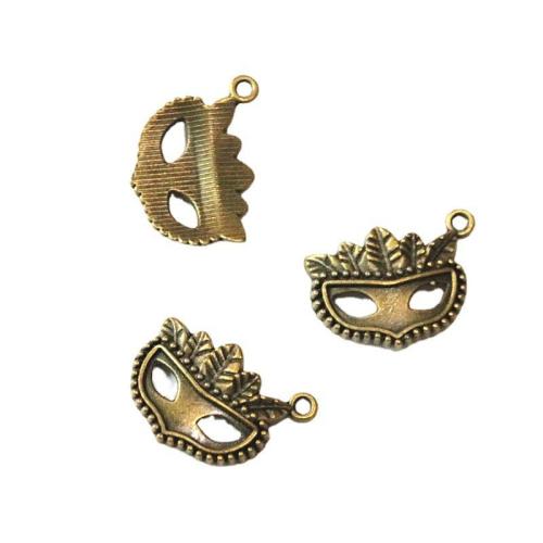 Tibetan Style Pendants, Mask, antique brass color plated, DIY, 22x17mm, 100PCs/Bag, Sold By Bag