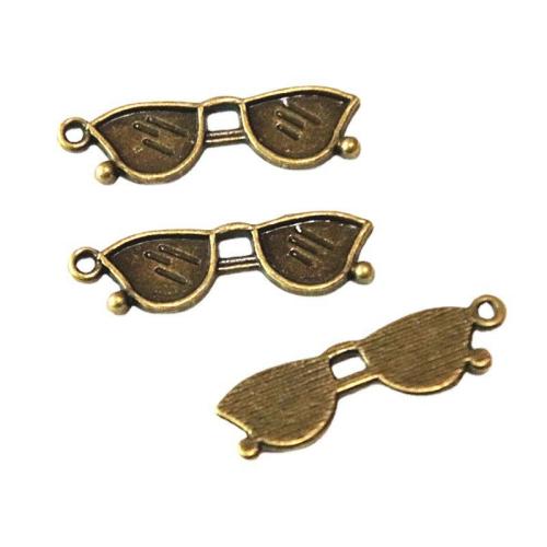 Tibetan Style Pendants, Glasses, antique brass color plated, DIY, 32x9.20mm, 50PCs/Bag, Sold By Bag