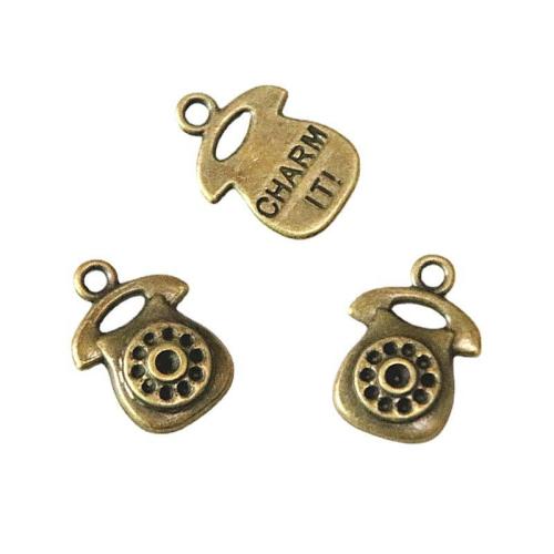 Tibetan Style Pendants, Telephone, antique brass color plated, DIY, 18x13mm, 60PCs/Bag, Sold By Bag