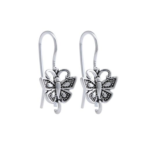 925 Sterling Silver Earring Drop Findings, Butterfly, DIY, more colors for choice, butterfly size 9x10.4mm, needle width 0.75mm, Sold By Pair