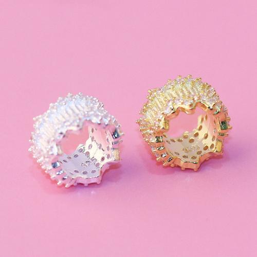 925 Sterling Silver Large Hole Bead, Rondelle, DIY & micro pave cubic zirconia, more colors for choice, 9.80x6.80mm, Inner Diameter:Approx 6.6mm, Sold By PC