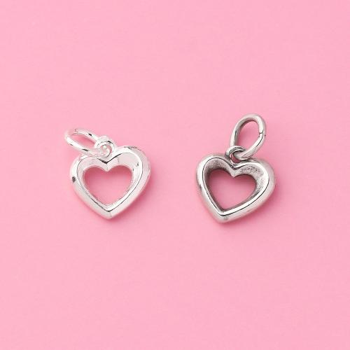 925 Sterling Silver Pendant, Heart, DIY & hollow, more colors for choice, 9.40x9.60x2.50mm, Hole:Approx 3.6mm, Sold By PC