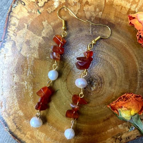 Tibetan Style Drop Earrings, with Quartz & Plastic Pearl, fashion jewelry & for woman, more colors for choice, 70mm, Sold By Pair