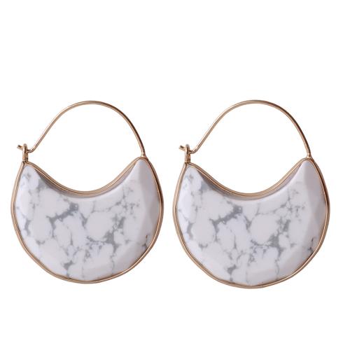 Brass Leverback Earring, with Natural Stone, fashion jewelry & for woman, more colors for choice, 33x36mm, Sold By Pair