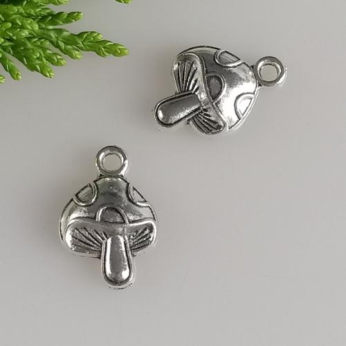 Pendentifs en alliage de zinc, champignon, Plaqué de couleur d'argent, DIY, 12x17mm, 100PC/sac, Vendu par sac