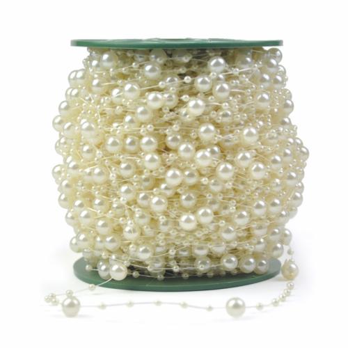 Plastic Pearl Ball Chain, with Fishing Line, DIY, more colors for choice, Pearl size 3mm,8mm, 60m/Spool, Sold By Spool