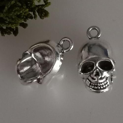 Tibetan Style Skull Pendants, antique silver color plated, DIY, 12x21mm, 100PCs/Bag, Sold By Bag