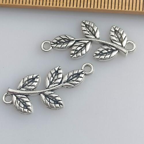 Tibetan Style Connector, Leaf, antique silver color plated, DIY, 13x28mm, 100PCs/Bag, Sold By Bag