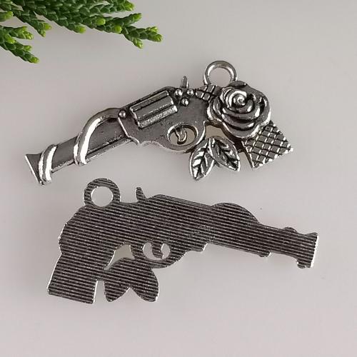 Pendentifs de pistolet en alliage zinc, alliage de zinc, Plaqué de couleur d'argent, DIY, 16x31mm, 100PC/sac, Vendu par sac