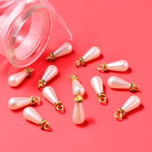 Plastic Pendants, ABS Plastic Pearl, with Iron, DIY & different size for choice & with rhinestone, more colors for choice, 50PCs/Bag, Sold By Bag