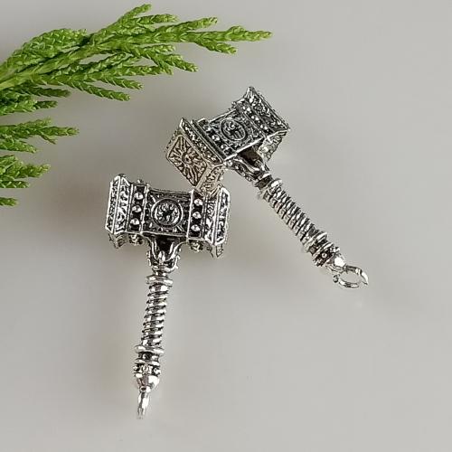 Tibetan Style Tool Pendants, hammer, antique silver color plated, DIY, 17x33mm, 50PCs/Bag, Sold By Bag