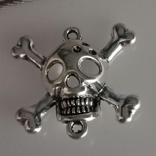 Skull Tibetan Style Connector, antique silver color plated, DIY, 29x30mm, 50PCs/Bag, Sold By Bag