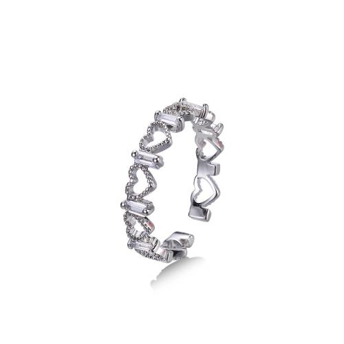 Cúbicos Circonia Micro Pave anillo de latón, metal, Joyería & micro arcilla de zirconia cúbica & para mujer, tamaño:7, Vendido por UD