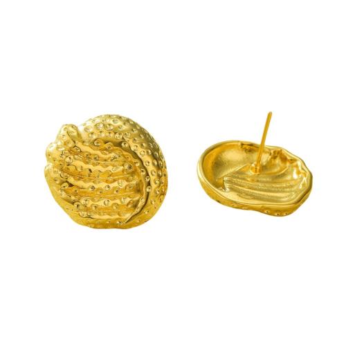 Boucle d'oreille de gaujon en acier inoxydable, Acier inoxydable 304, Plaqué or 18K, bijoux de mode & pour femme, doré, 22.80x23.90mm, Vendu par paire