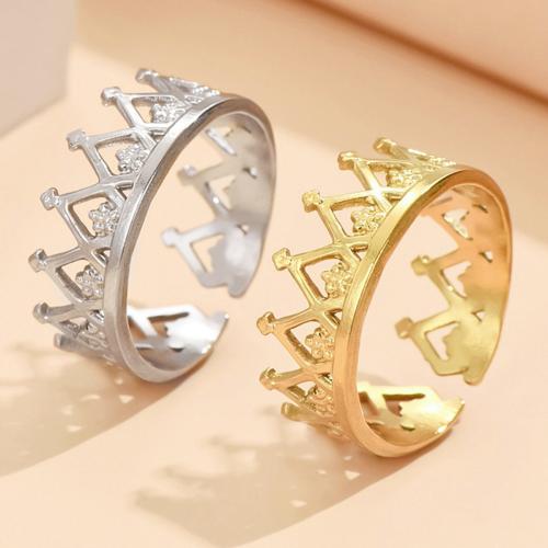 Stainless Steel Finger Ring, 304 Stainless Steel, Crown, fashion jewelry & for woman & hollow, more colors for choice, inside diameter 17mm, width 7mm, Sold By PC