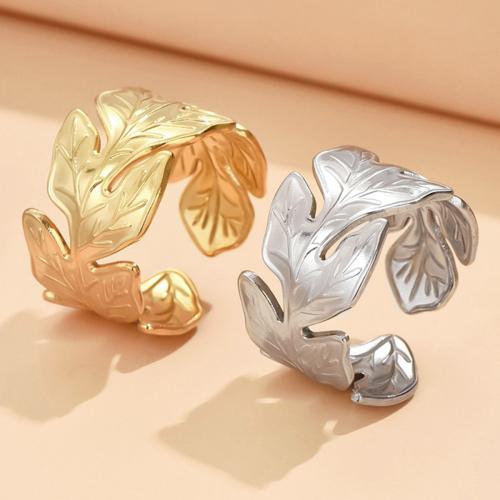 Stainless Steel Finger Ring, 304 Stainless Steel, Leaf, fashion jewelry & for woman, more colors for choice, US Ring Size:7, Sold By PC