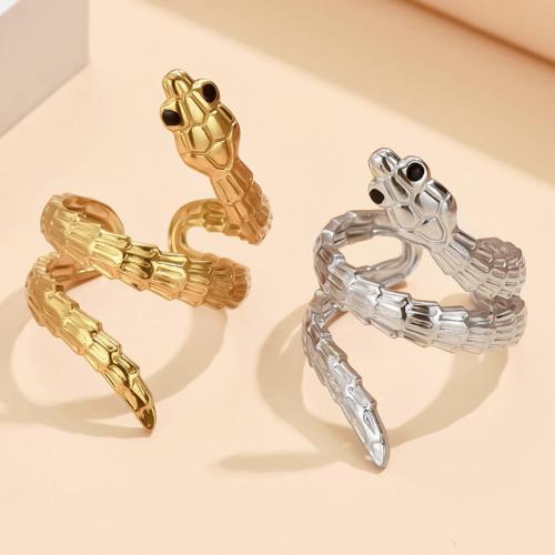 Stainless Steel Finger Ring, 304 Stainless Steel, Snake, fashion jewelry & for woman, more colors for choice, US Ring Size:7, Sold By PC