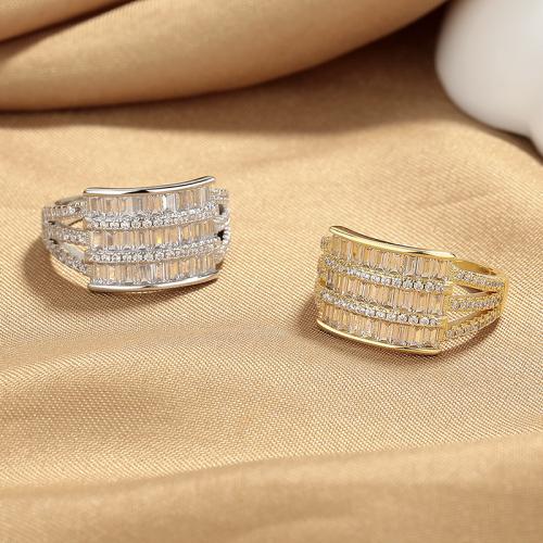 Cubic Zirconia Micro Pave Brass Ring, fashion jewelry & micro pave cubic zirconia & for woman, more colors for choice, Sold By PC