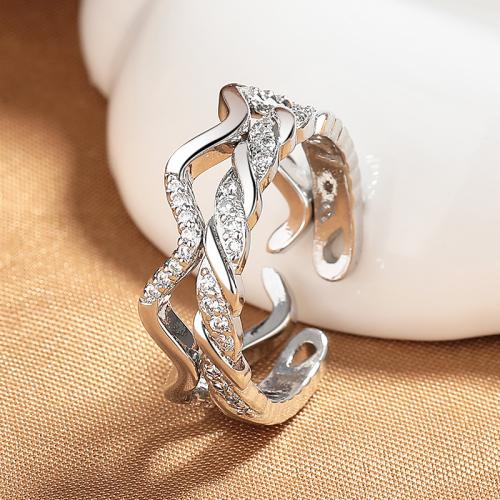 Ensemble de bagues en laiton, 2 pièces & pavé de micro zircon & pour femme, argent, Vendu par fixé