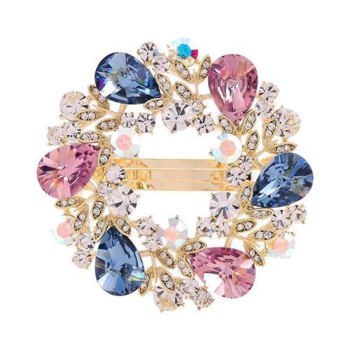 Tibetan Style Pulling Spring Hair Clip, with Crystal, fashion jewelry & for woman, more colors for choice, 55mm, Sold By PC