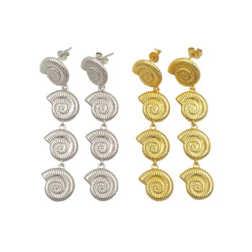 Pendientes de Gota en Latón, metal, Hélice, chapado, Joyería & para mujer, más colores para la opción, libre de níquel, plomo & cadmio, 12x53mm, Vendido por Par