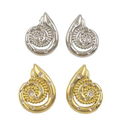 Cubic Zirconia Micro Pave Brass Earring, Helix, plated, fashion jewelry & micro pave cubic zirconia & for woman, more colors for choice, nickel, lead & cadmium free, 22x33mm, Sold By Pair